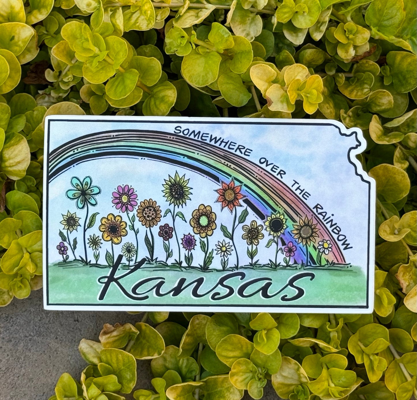 Somewhere Over the Rainbow-Kansas Sticker