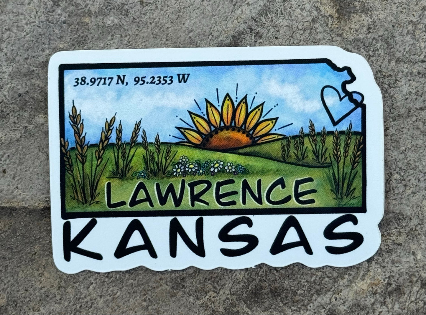 Lawrence, KS coordinates Sticker