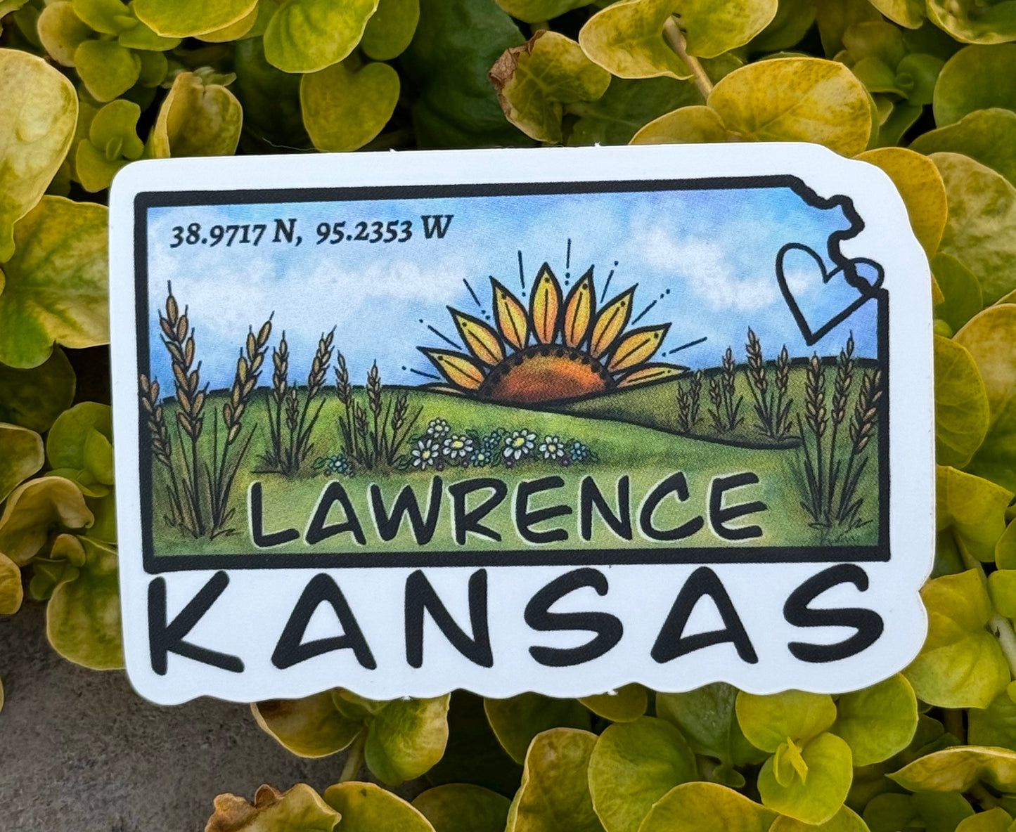 Lawrence, KS coordinates Sticker