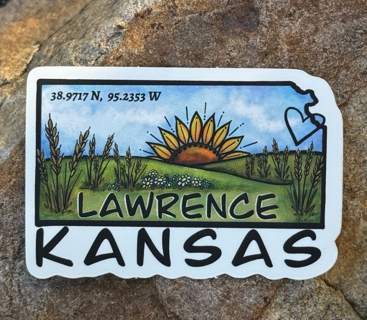 Lawrence, KS coordinates Sticker