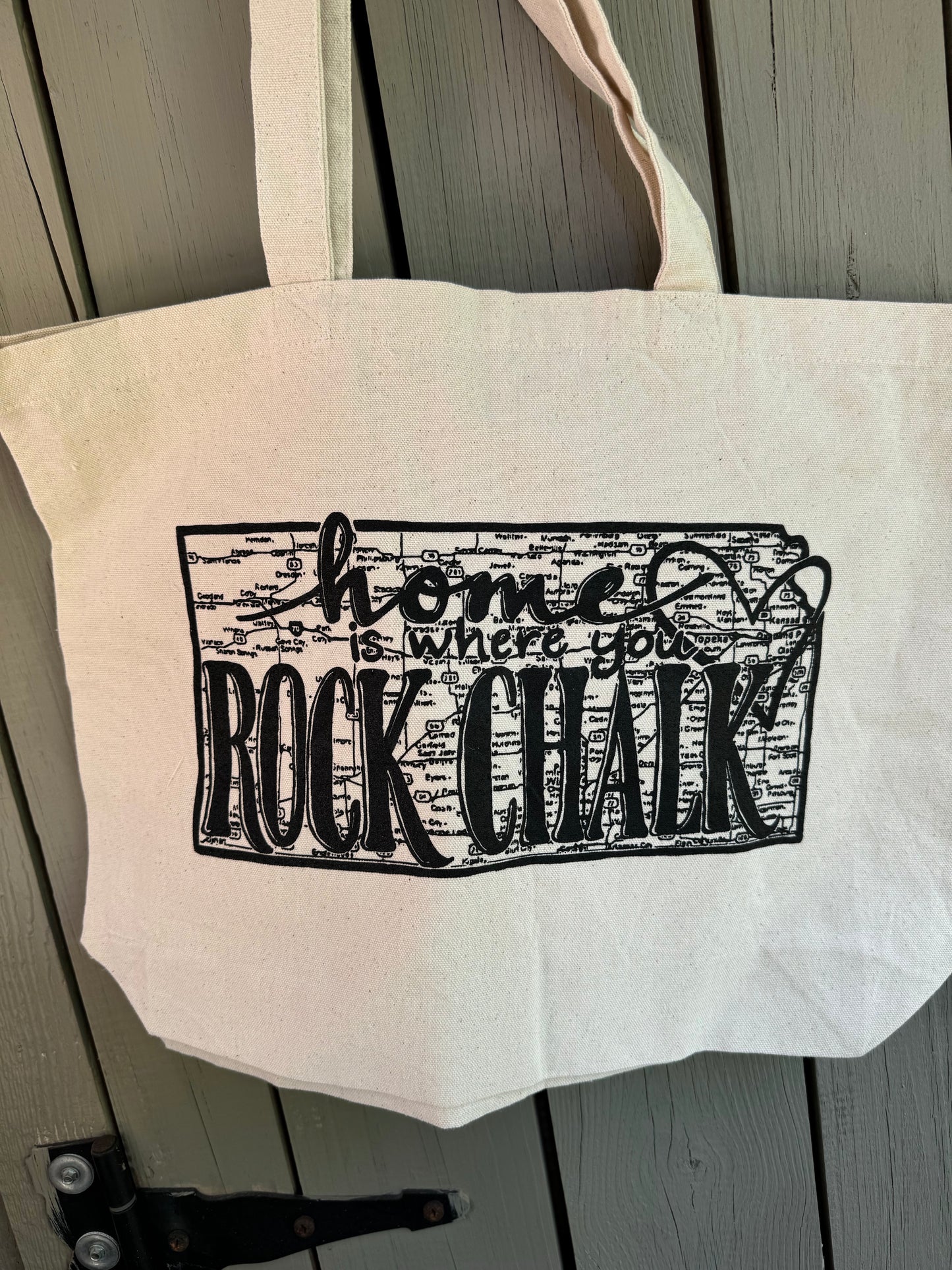 Rock Chalk Kansas Map Tote Bag