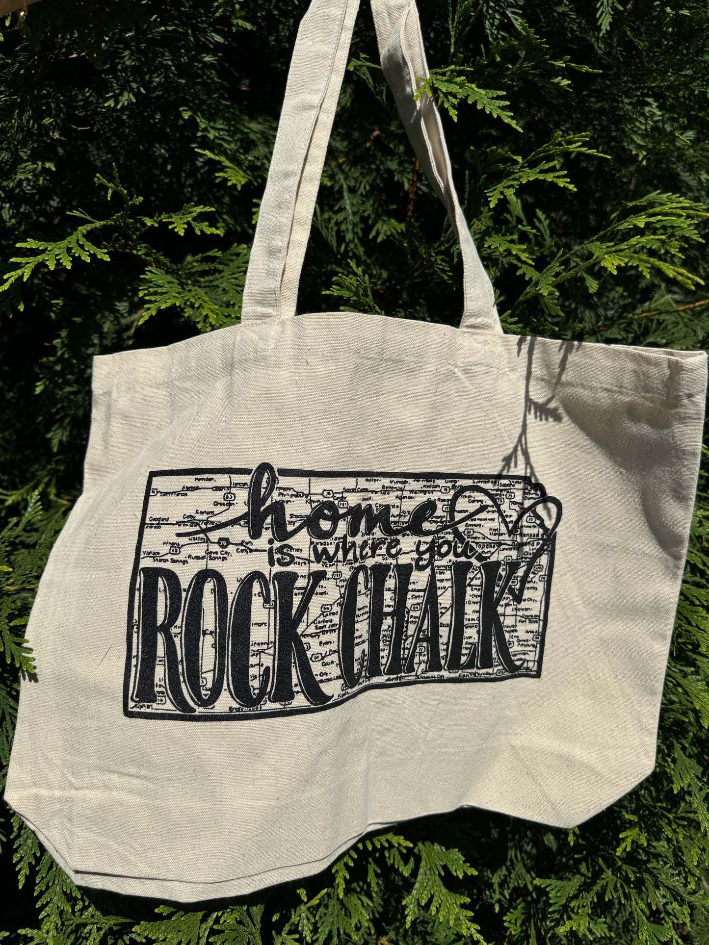 Rock Chalk Kansas Map Tote Bag