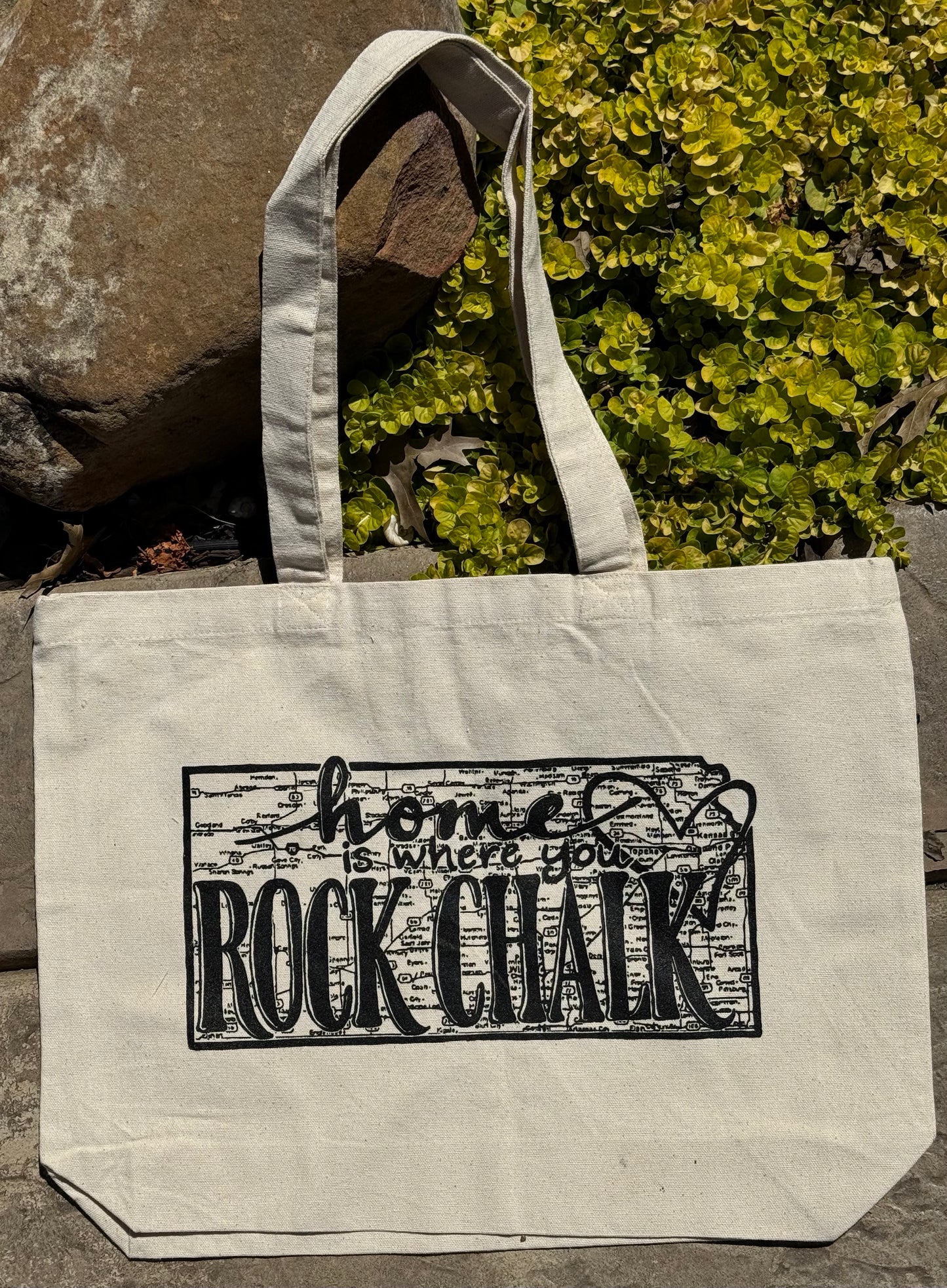 Rock Chalk Kansas Map Tote Bag