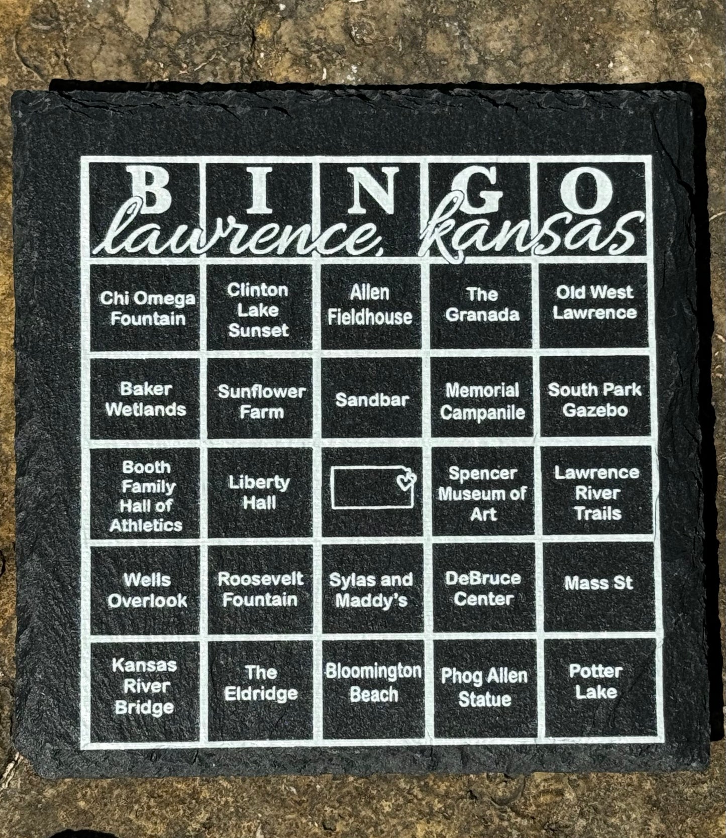 Bingo Lawrence, Kansas Slate Coaster