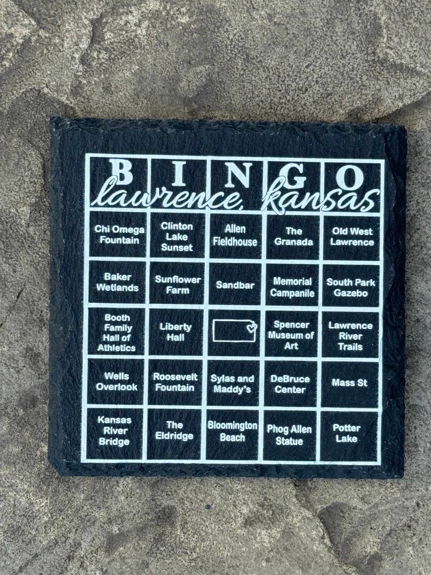 Bingo Lawrence, Kansas Slate Coaster