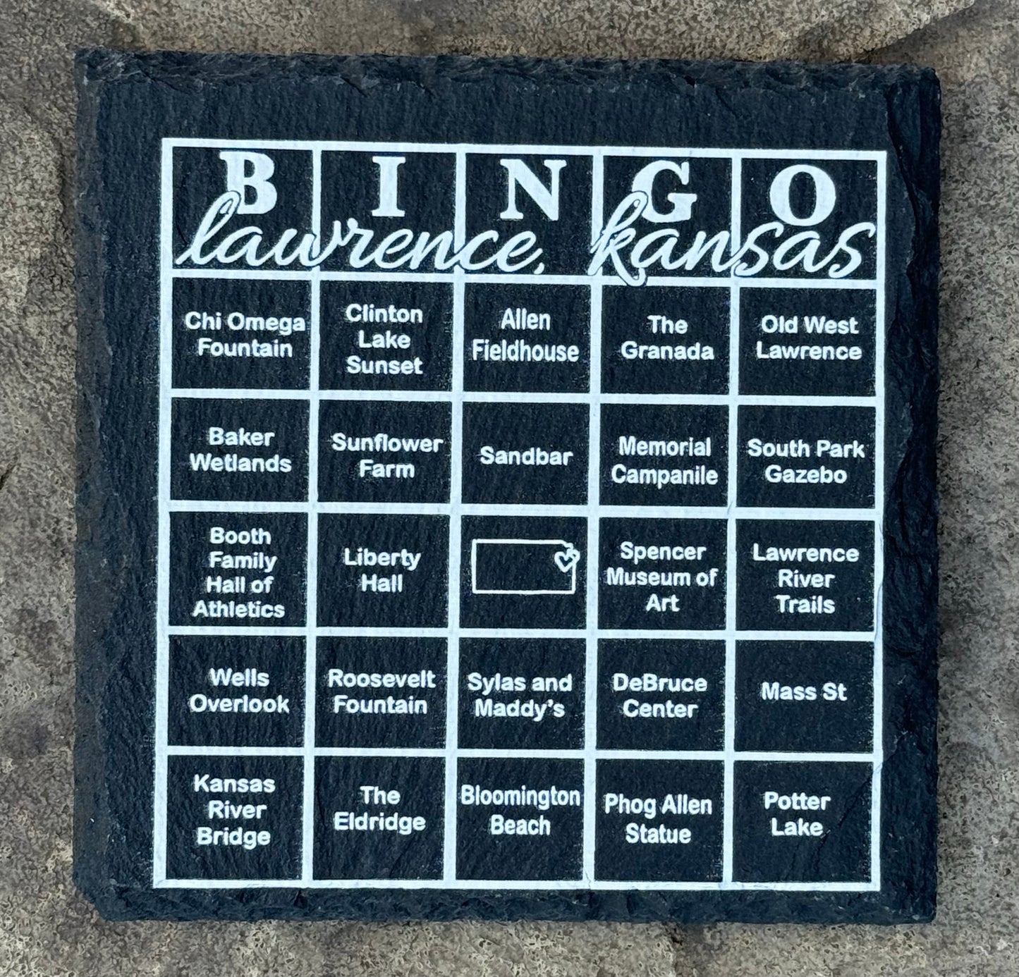 Bingo Lawrence, Kansas Slate Coaster