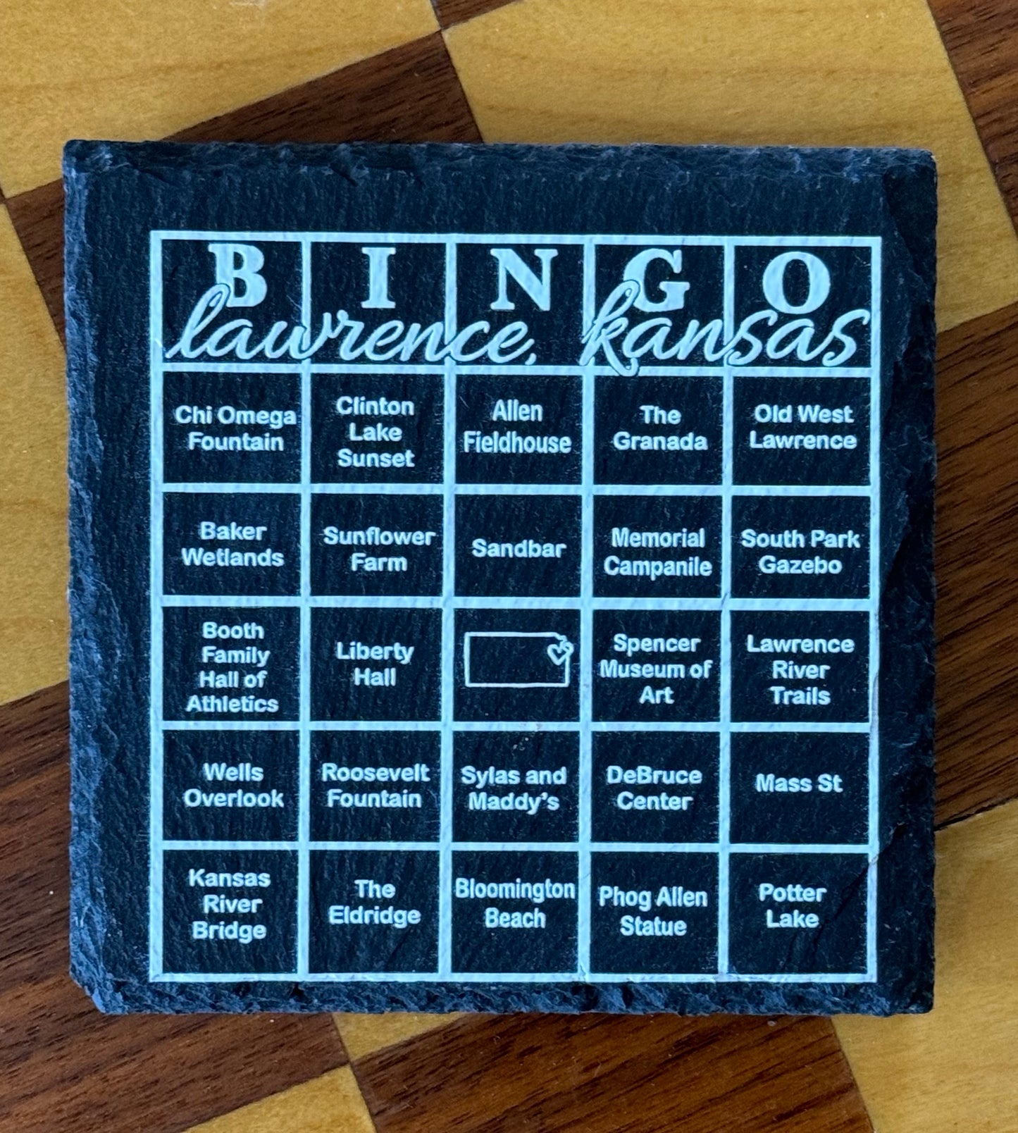 Bingo Lawrence, Kansas Slate Coaster