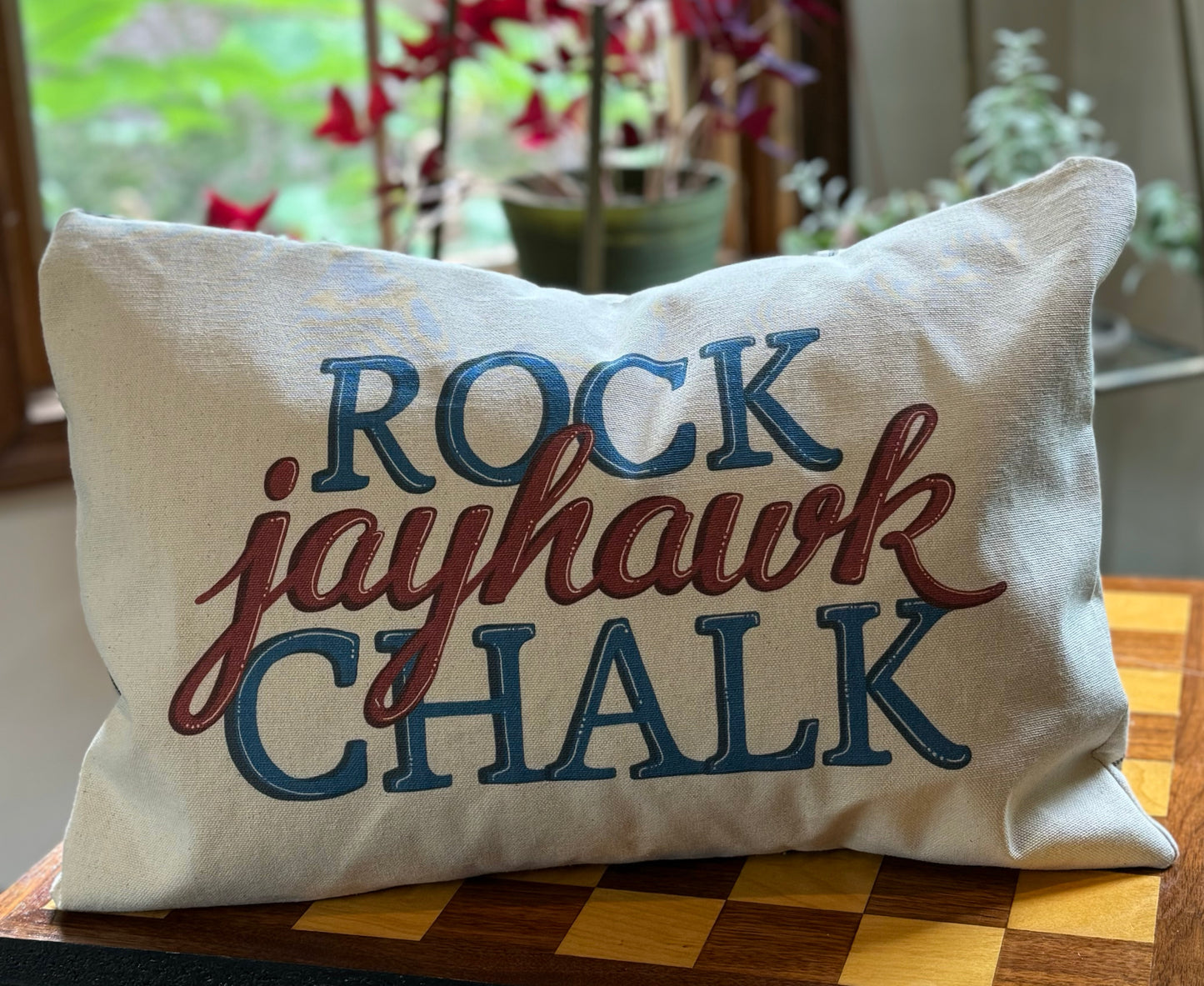 Rock Chalk Jayhawk Pillow