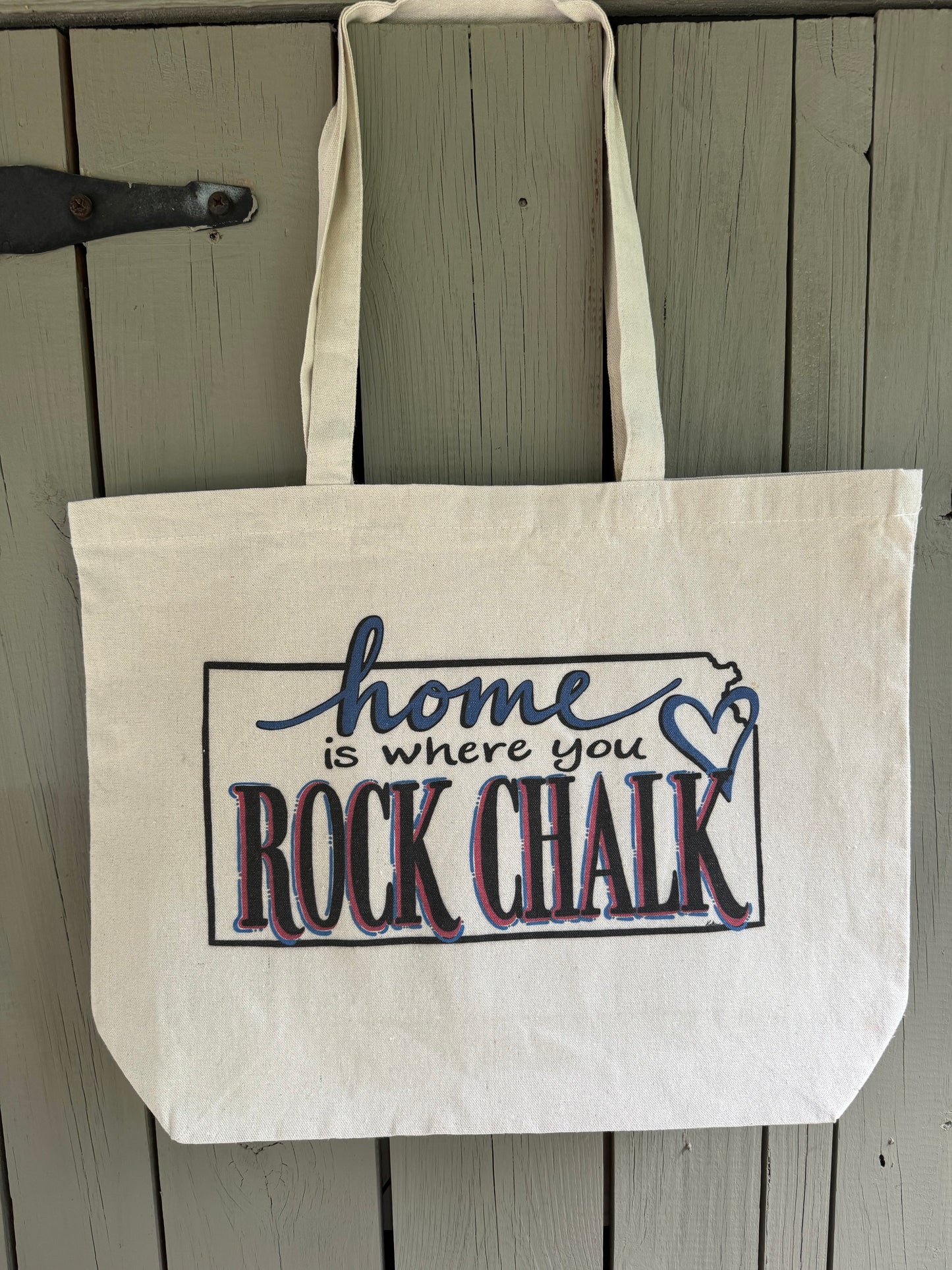 “Home is Where You Rock Chalk” full color tote bag