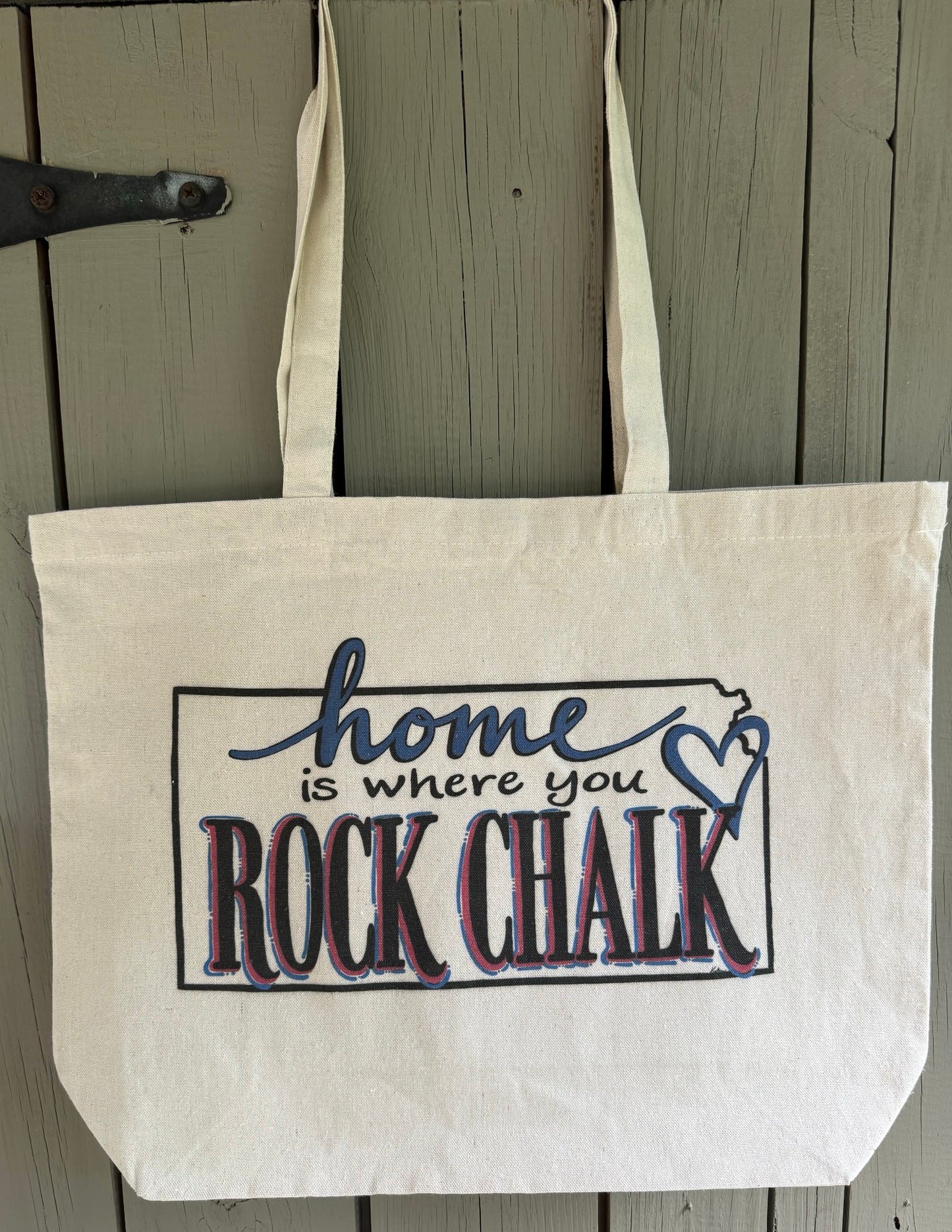 “Home is Where You Rock Chalk” full color tote bag