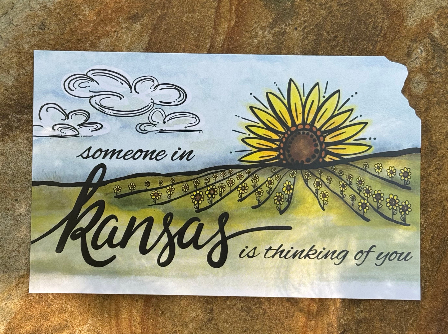 “Thinking of you” Kansas Sunflower Sunset Postcard