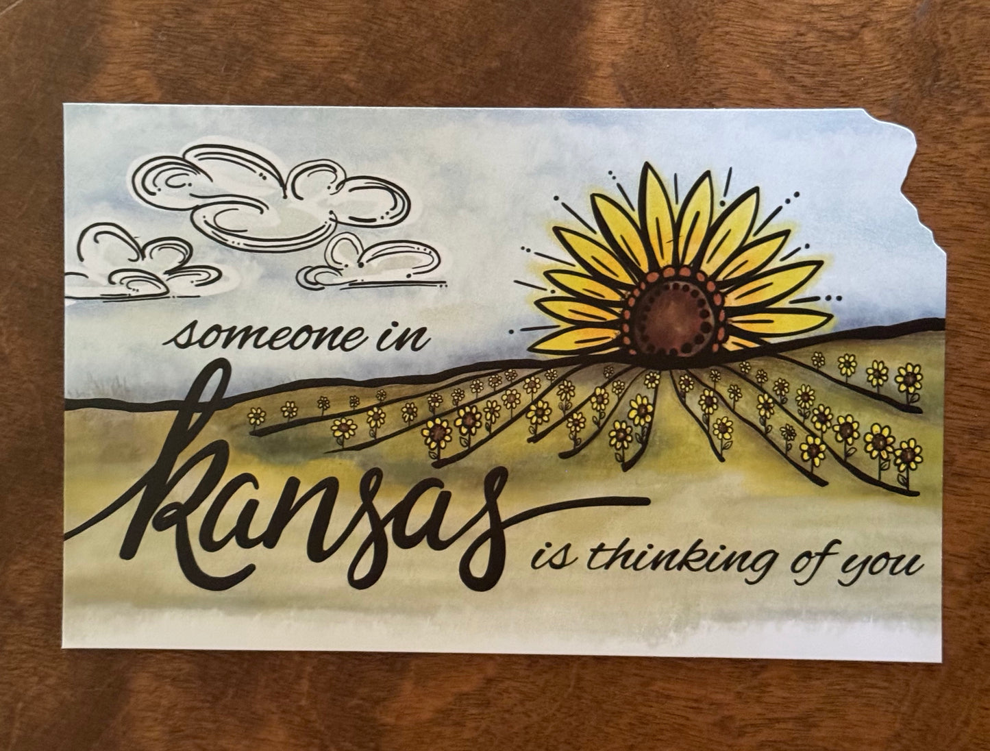 “Thinking of you” Kansas Sunflower Sunset Postcard