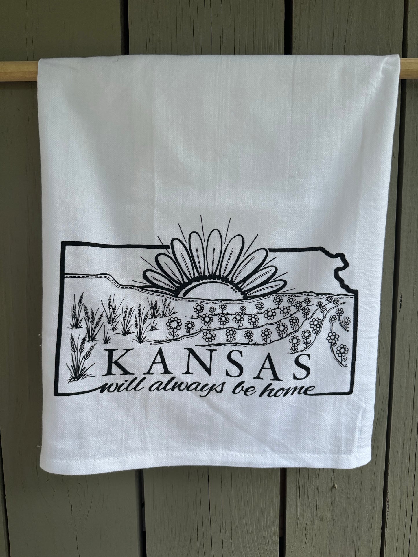 "Kansas Will Always Be Home” flour sack Towel