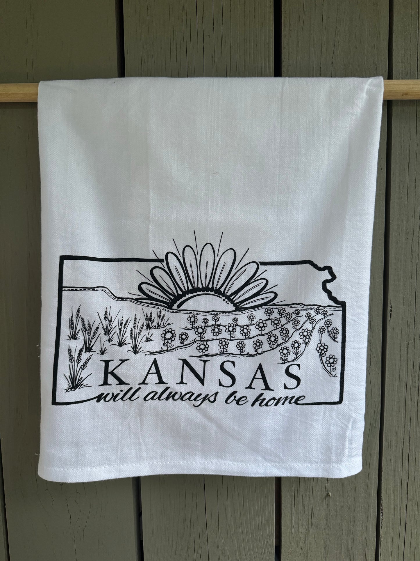 "Kansas Will Always Be Home” flour sack Towel