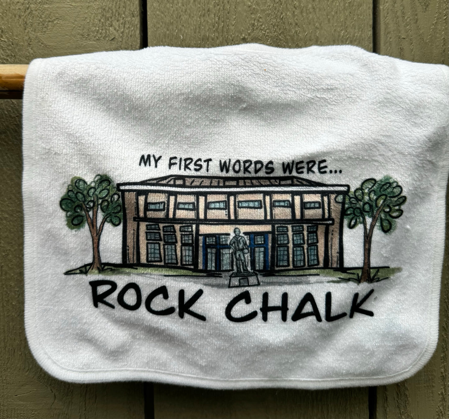 “My First Words Were… ROCK CHALK” Allen Fieldhouse Baby Bib