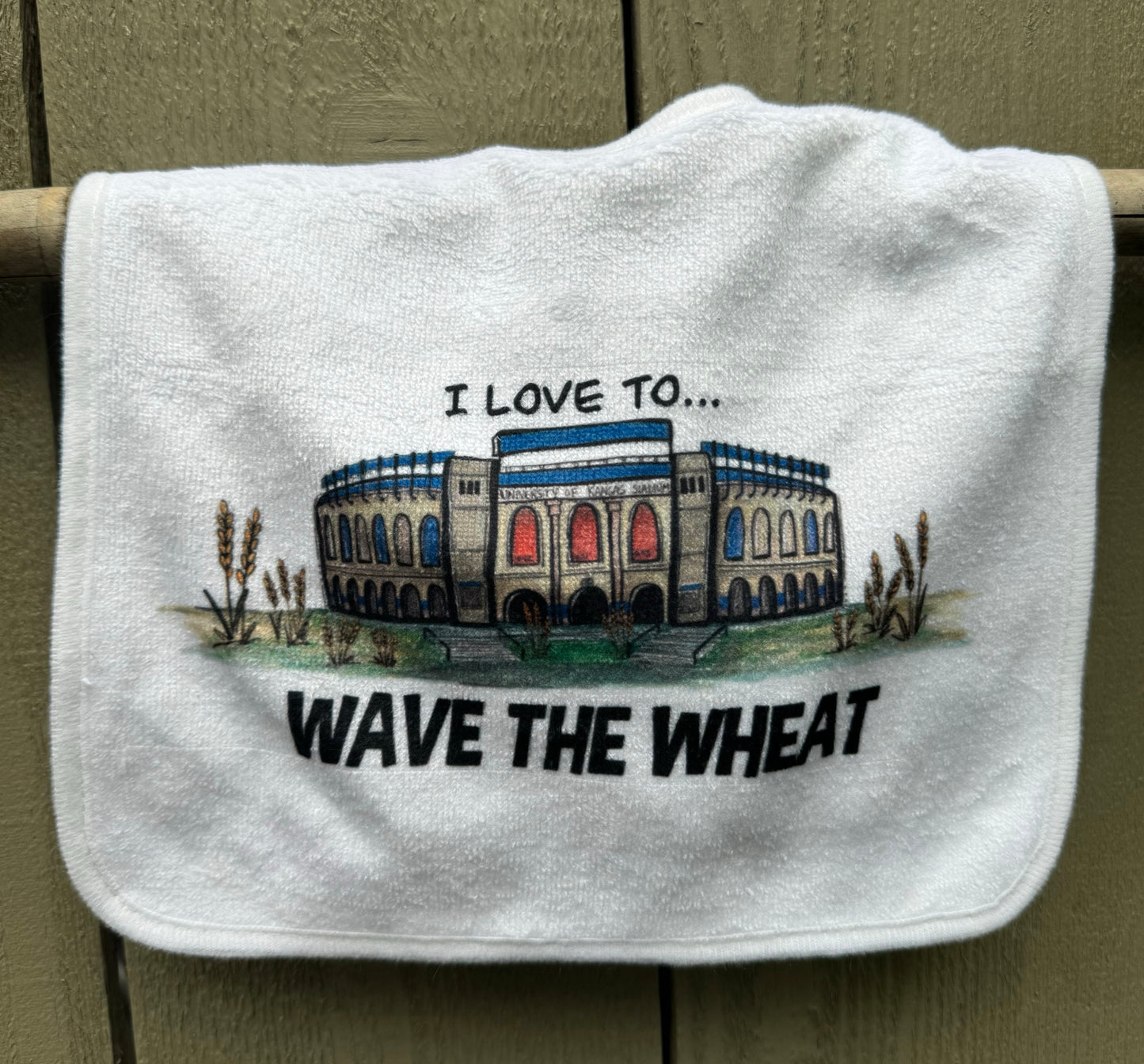 “I Love to Wave the Wheat” KU Football Baby Bib