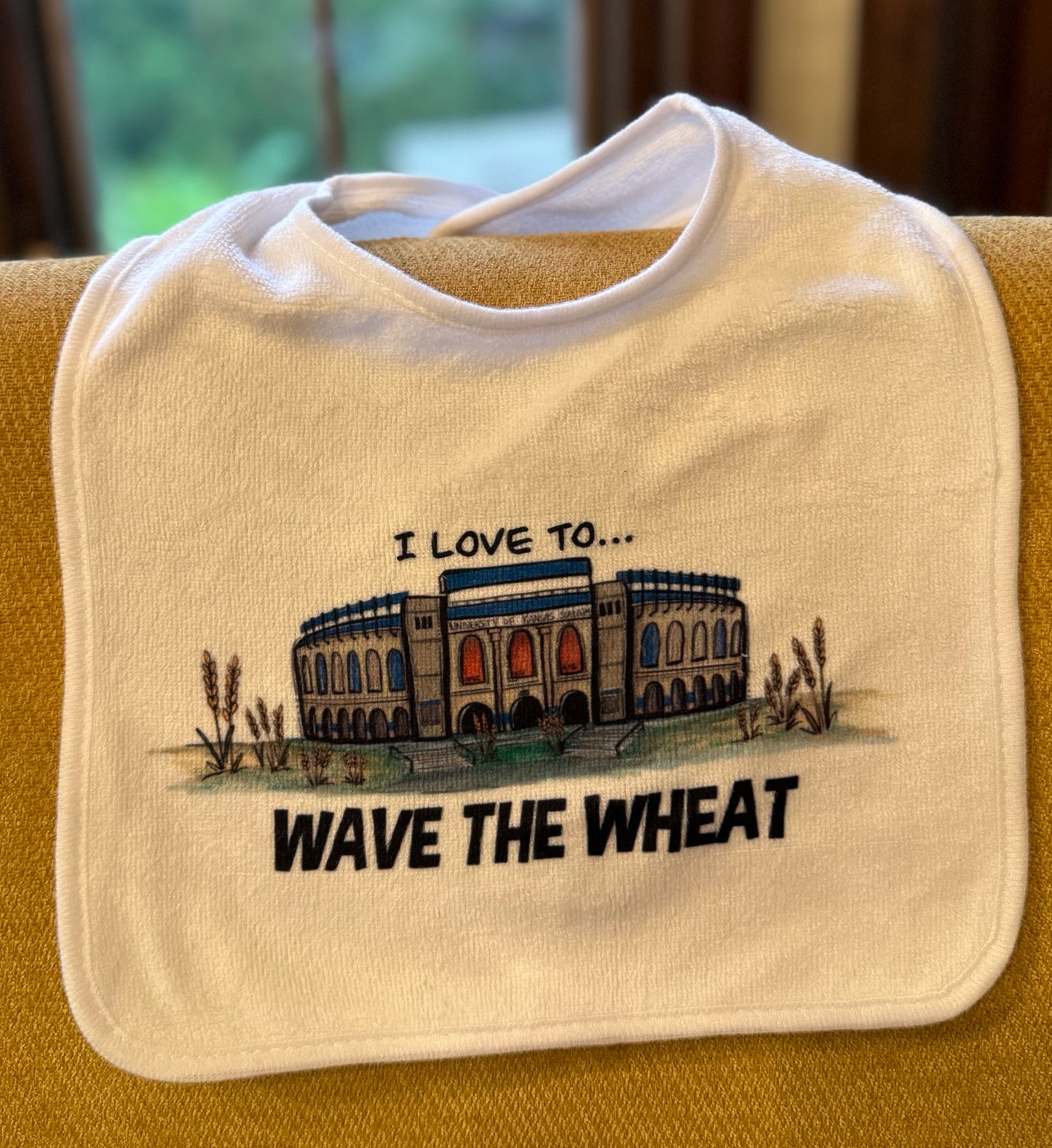 “I Love to Wave the Wheat” KU Football Baby Bib