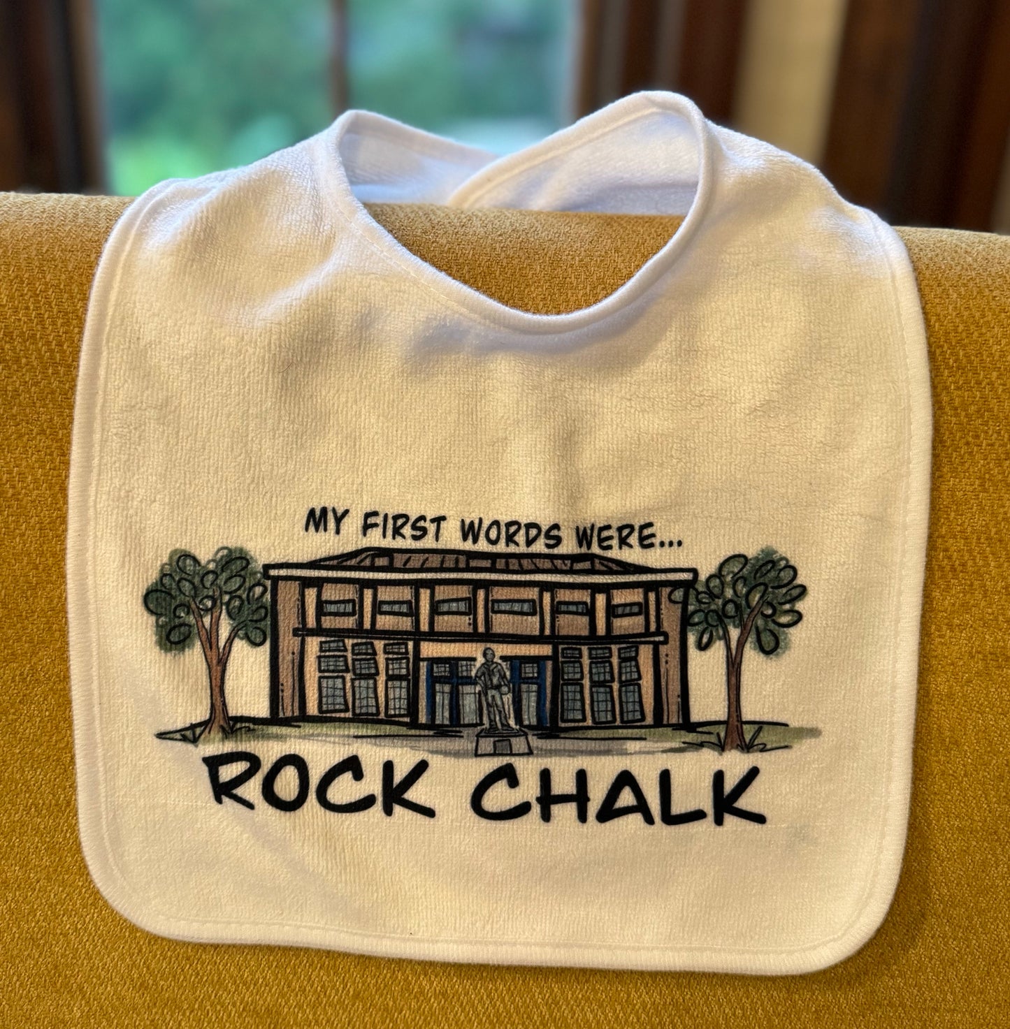 “My First Words Were… ROCK CHALK” Allen Fieldhouse Baby Bib