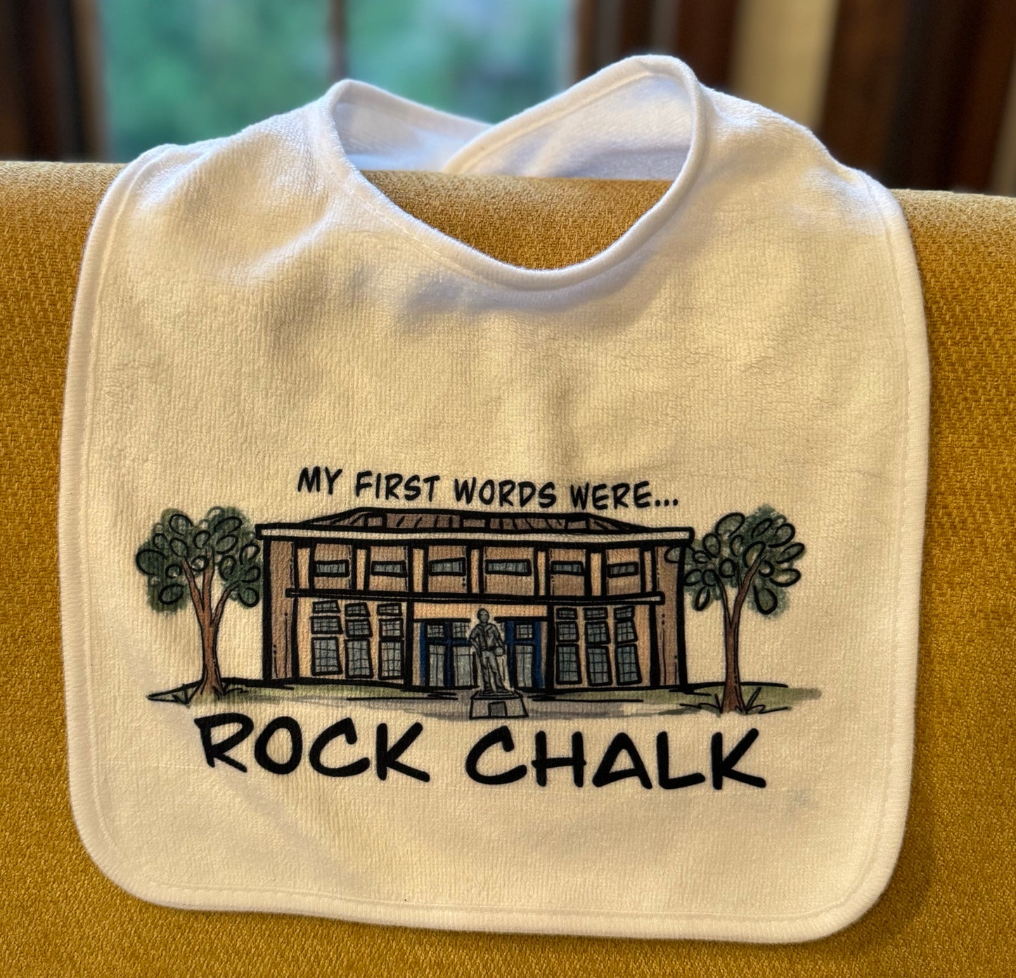 “My First Words Were… ROCK CHALK” Allen Fieldhouse Baby Bib