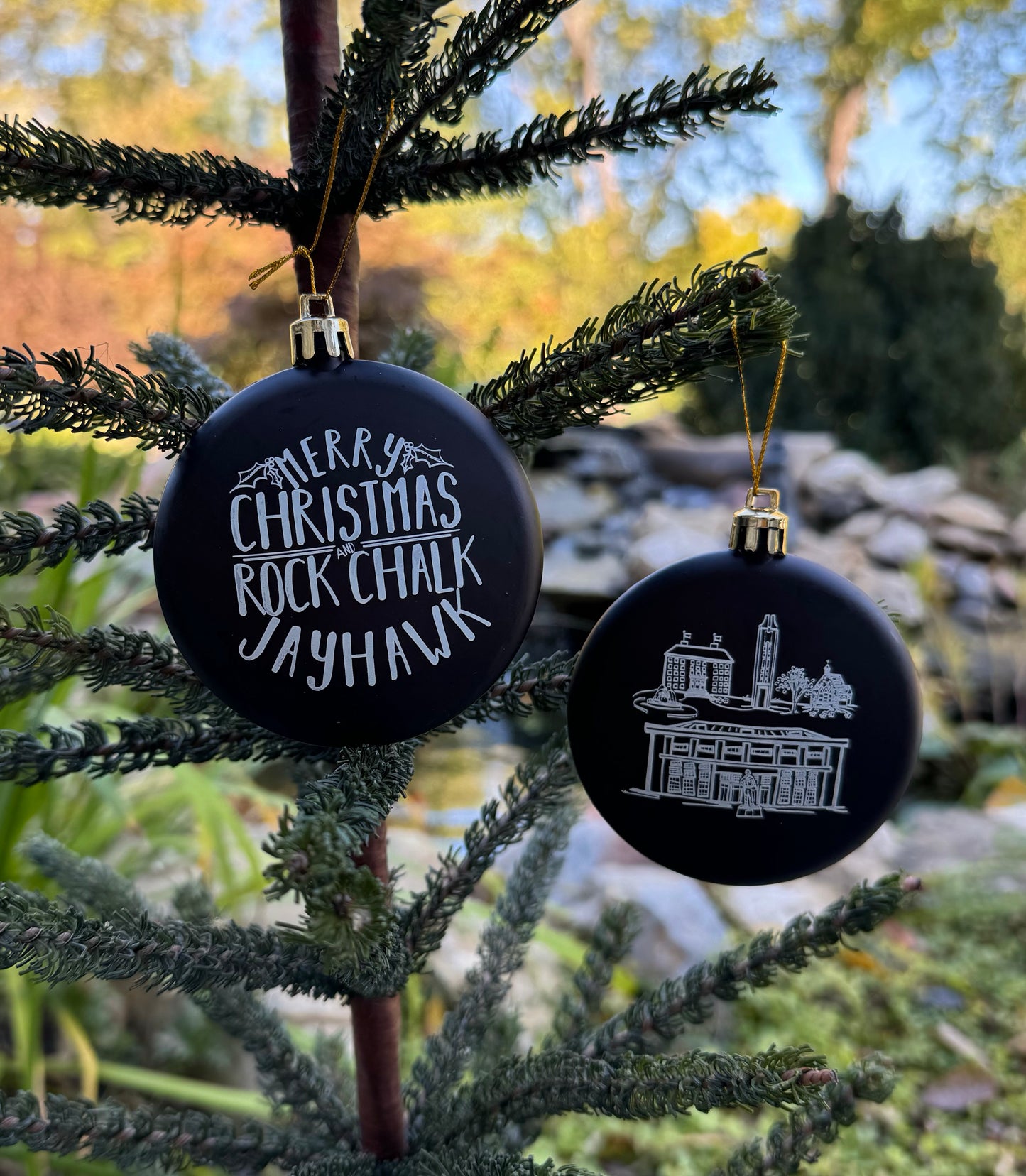 Merry Christmas & Rock Chalk Jayhawk Chalkboard Ornament