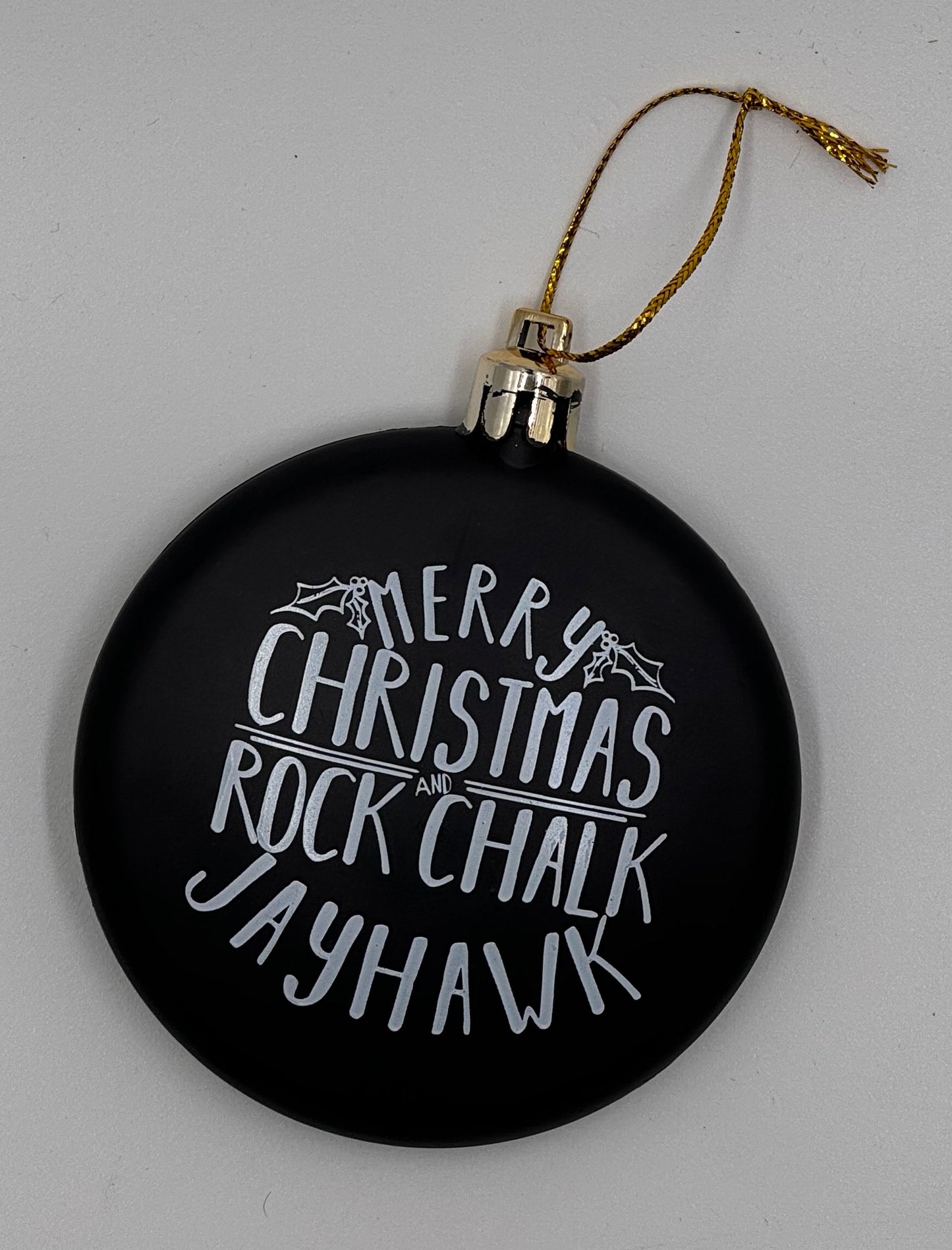 Merry Christmas & Rock Chalk Jayhawk Chalkboard Ornament