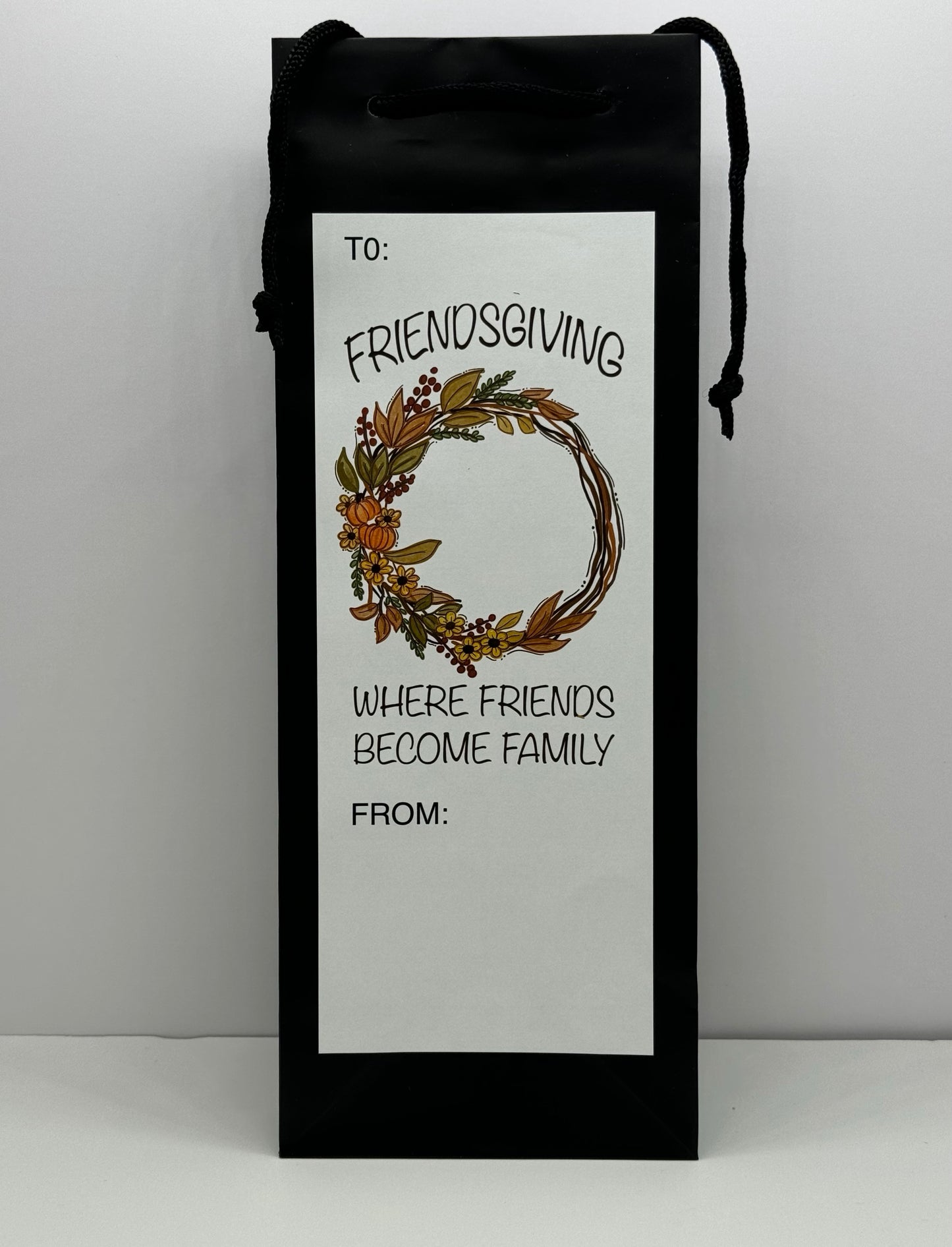 Friendsgiving- CARD & BOTTLE Wine Bag