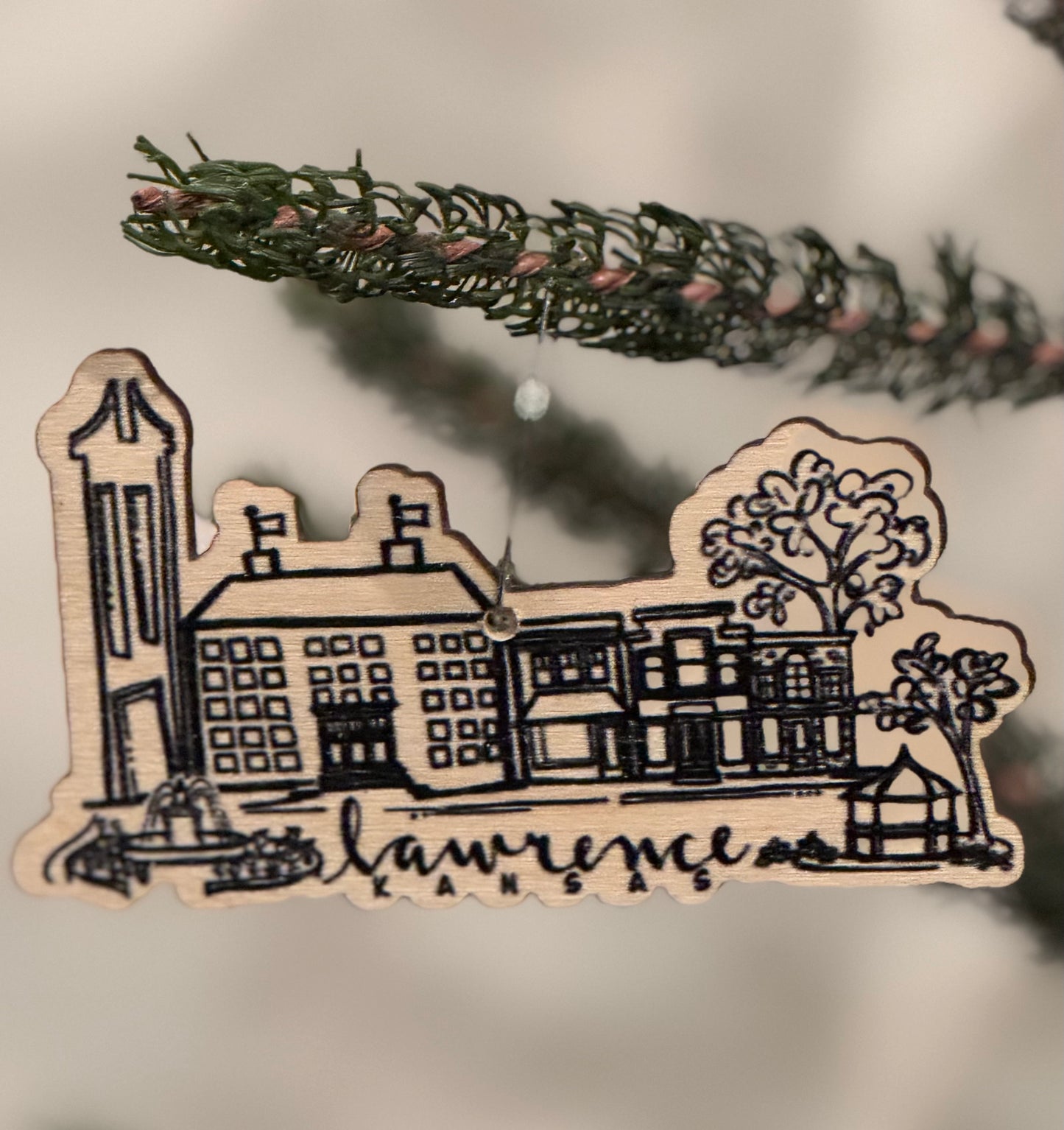 Lawrence Skyline Wood Ornament