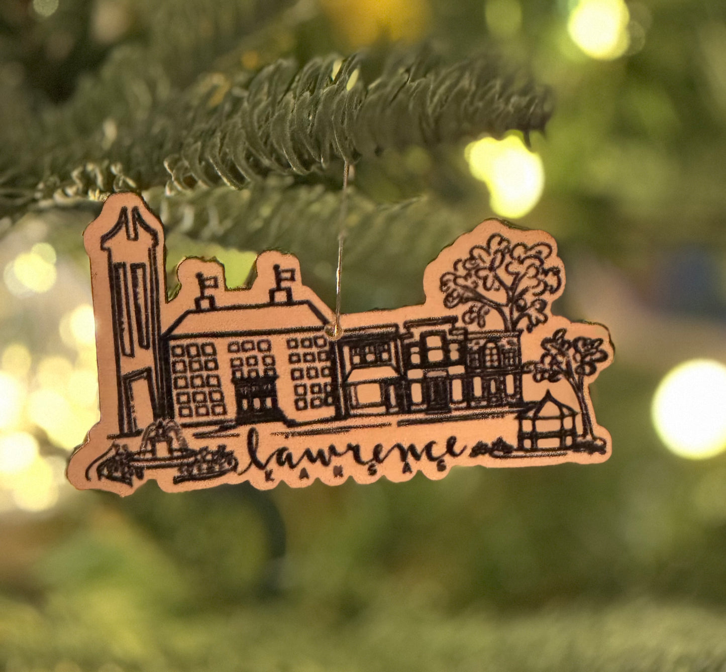 Lawrence Skyline Wood Ornament