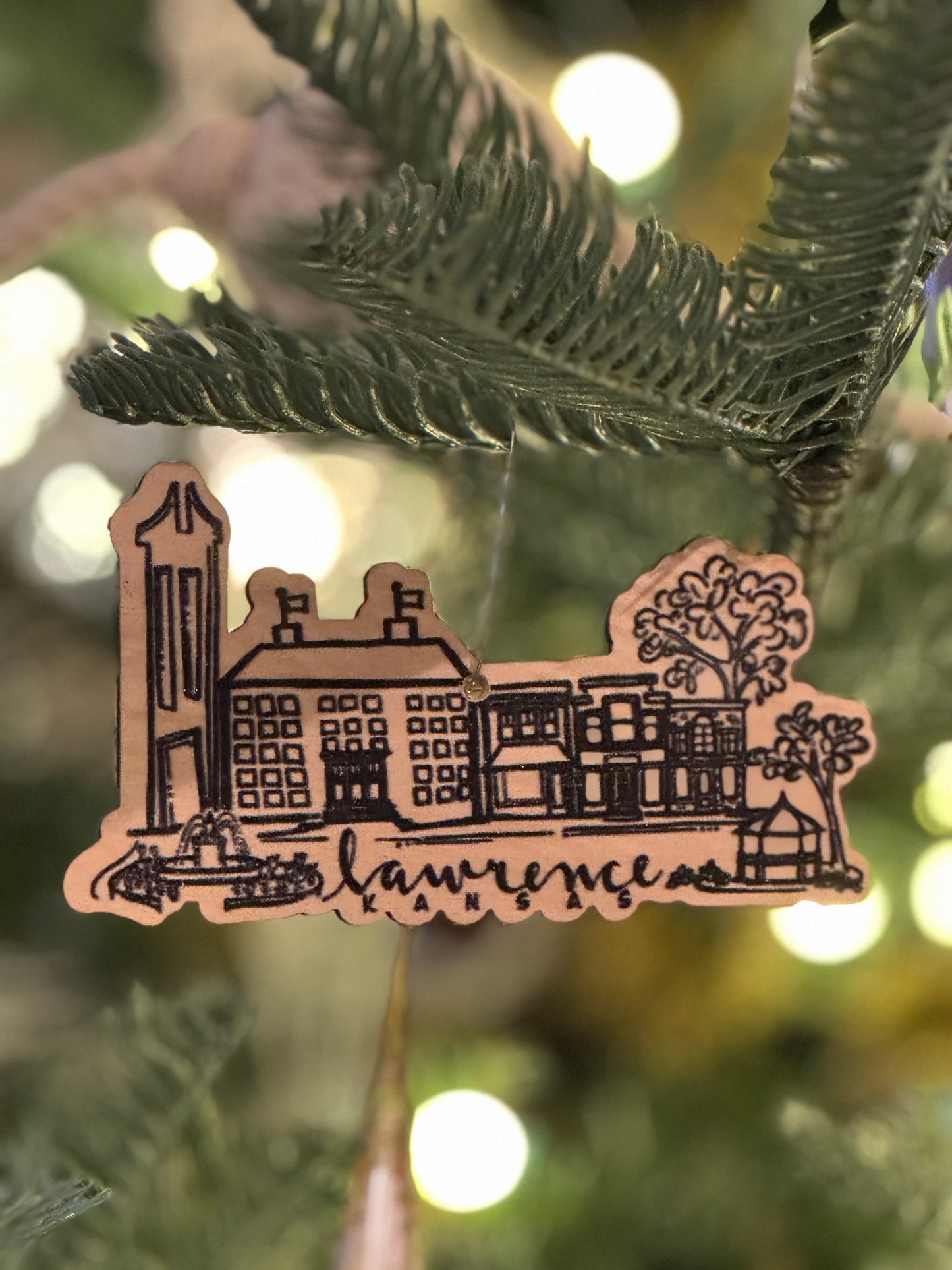 Lawrence Skyline Wood Ornament