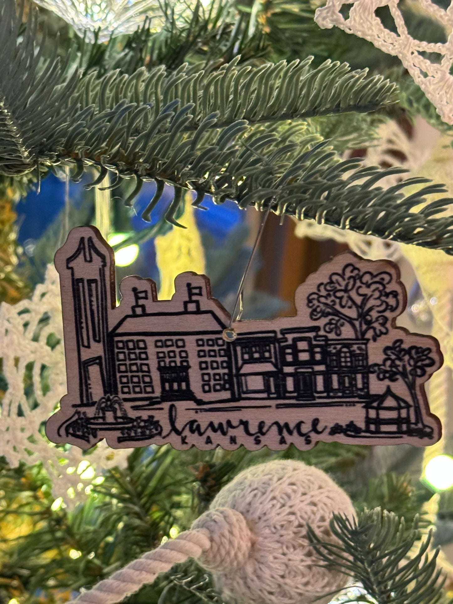 Lawrence Skyline Wood Ornament