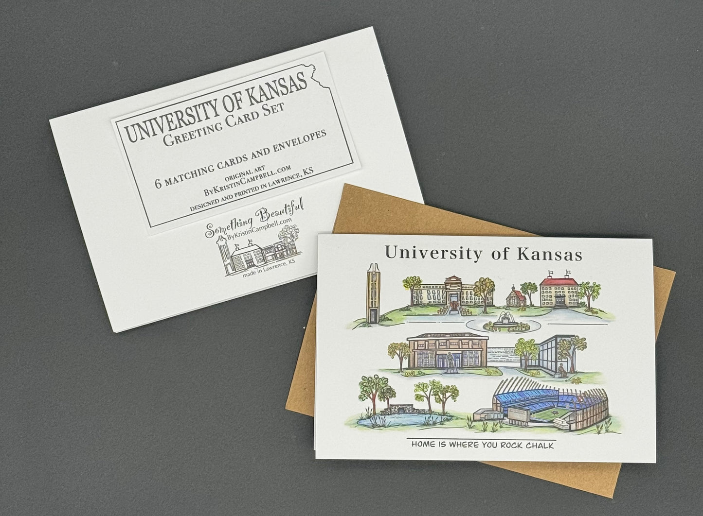 Sights of The University of Kansas watercolor greeting card set