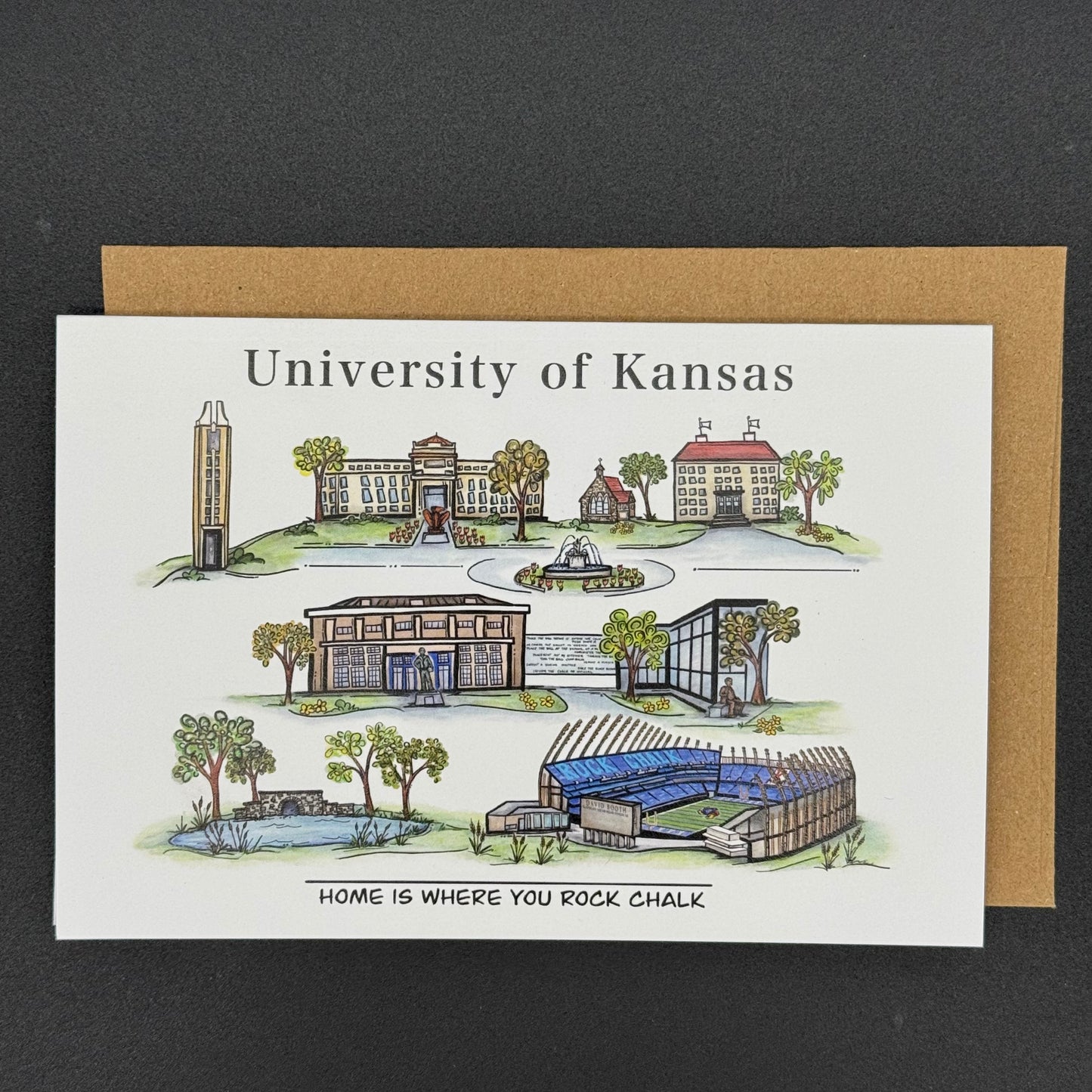 Sights of The University of Kansas watercolor greeting card set