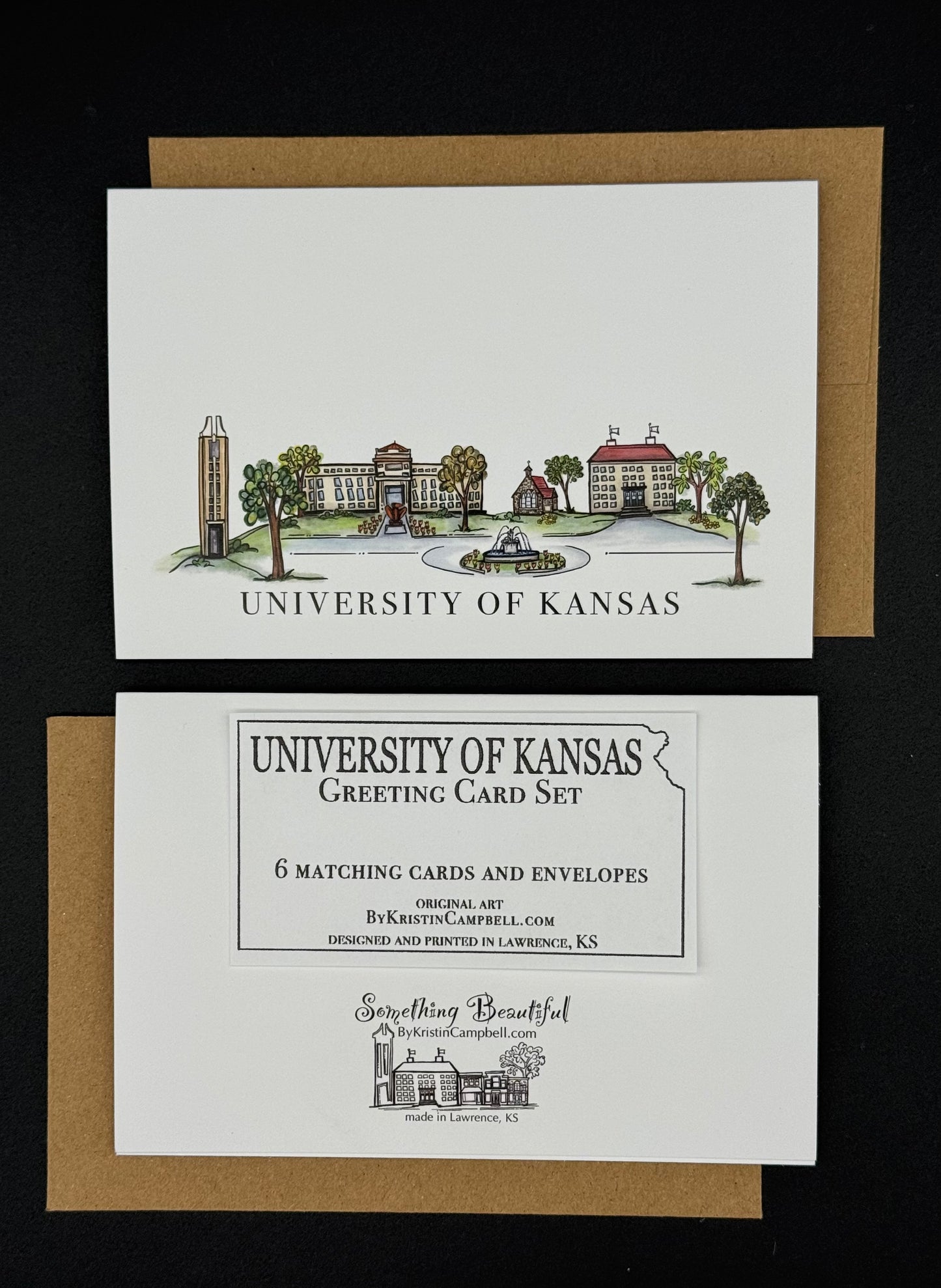 KU Skyline Watercolor Greeting Card Set