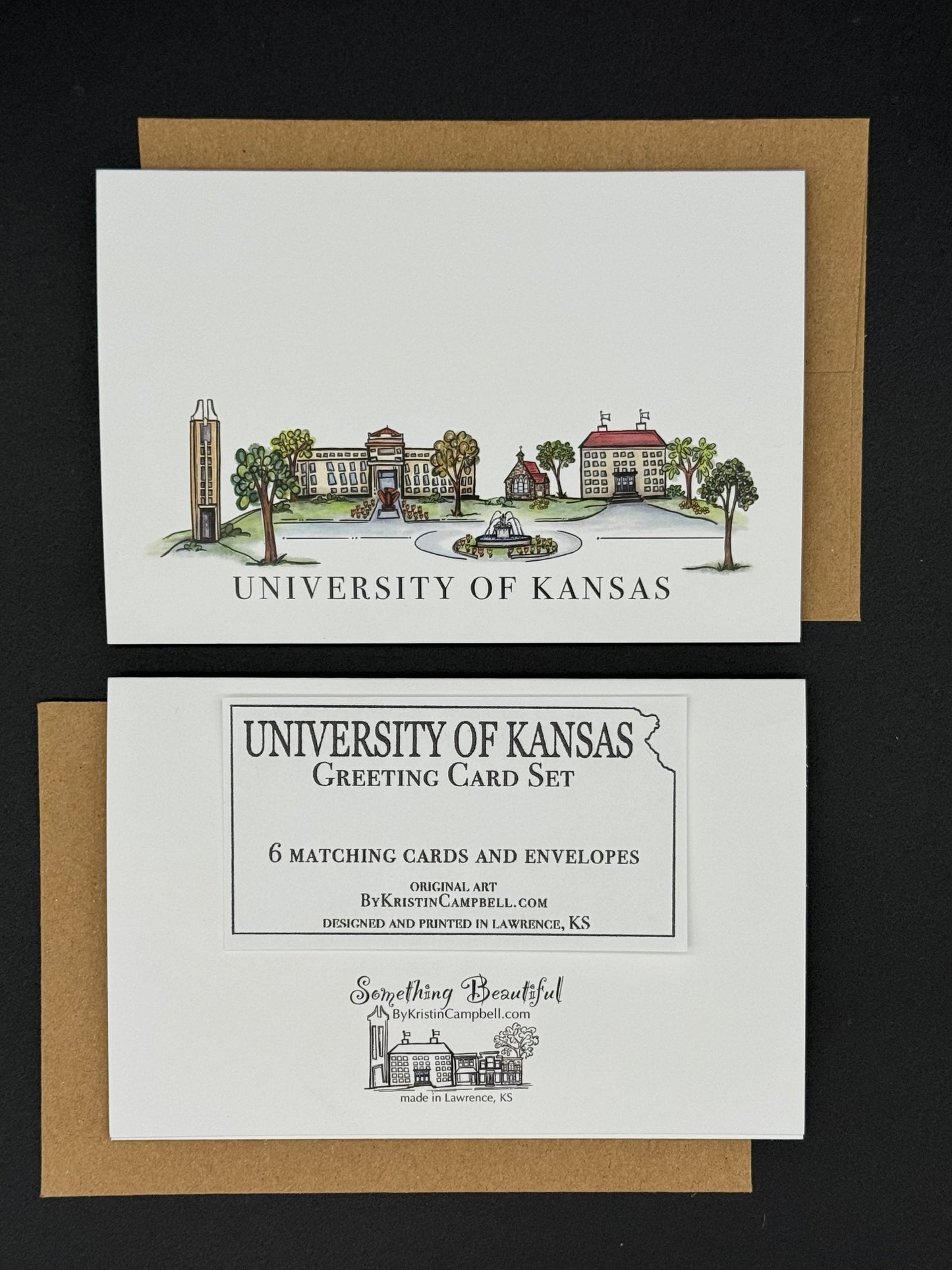 KU Skyline Watercolor Greeting Card Set