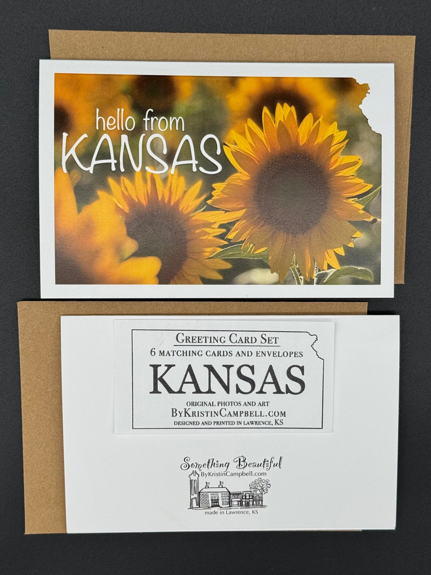 Hello from Kansas Sunflower Greeting Card Set