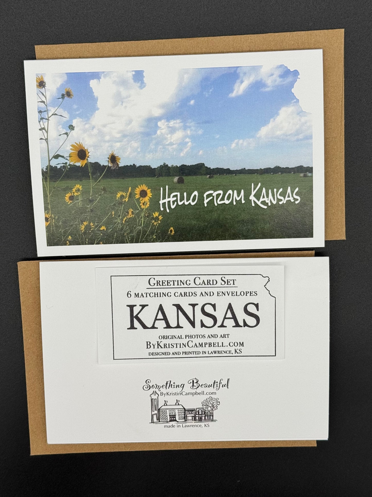 Hello from Kansas Hay Field Greeting Card Set