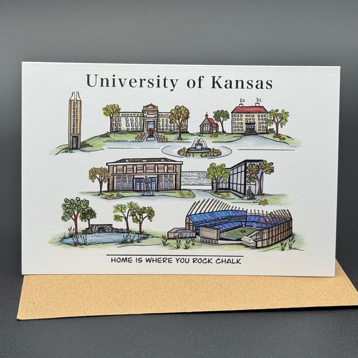 Sights of The University of Kansas watercolor greeting card set