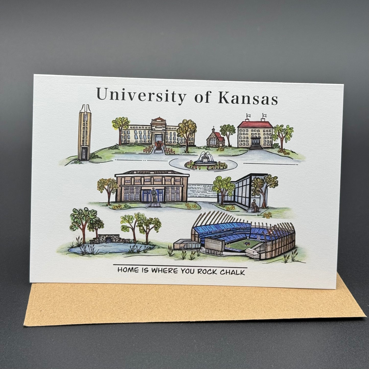 Sights of The University of Kansas watercolor greeting card set
