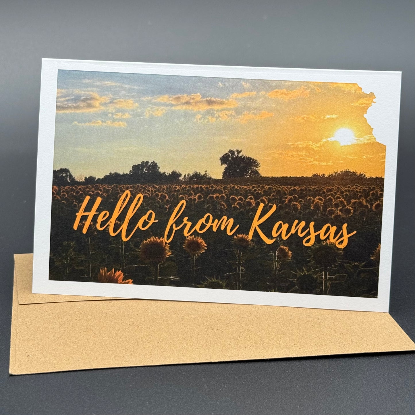 Hello from Kansas Sunflower Sunset Greeting Card Set
