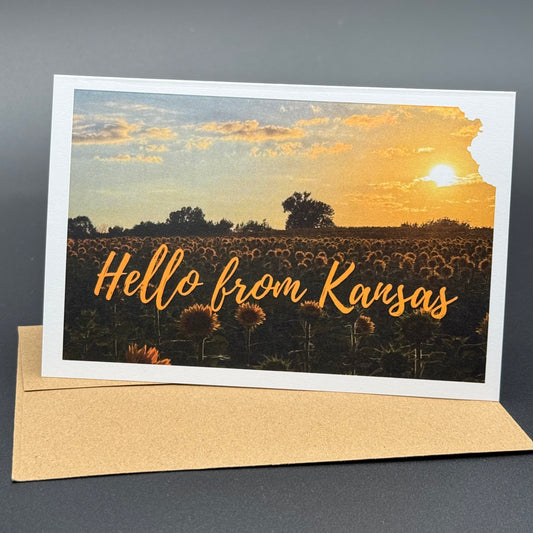 Hello from Kansas Sunflower Sunset Greeting Card Set