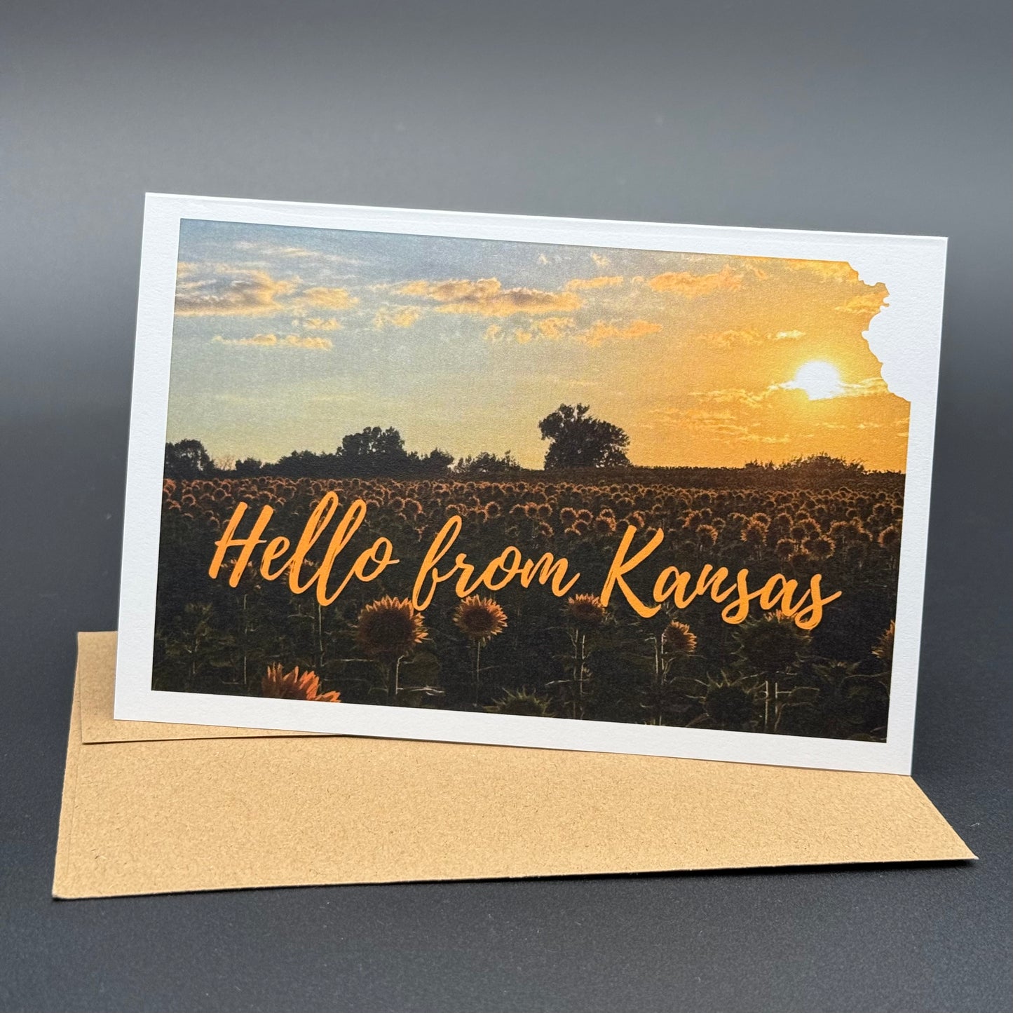 Hello from Kansas Sunflower Sunset Greeting Card Set
