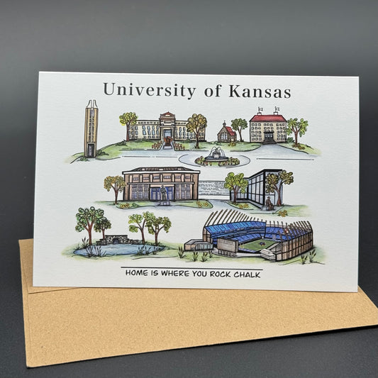 Sights of The University of Kansas watercolor greeting card set