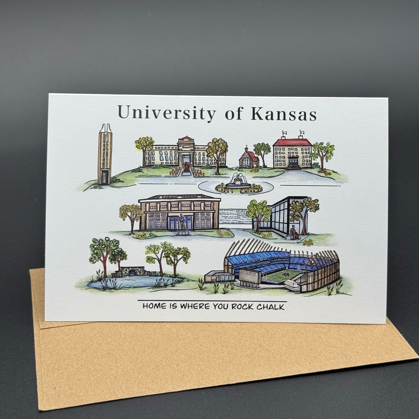 Sights of The University of Kansas watercolor greeting card set