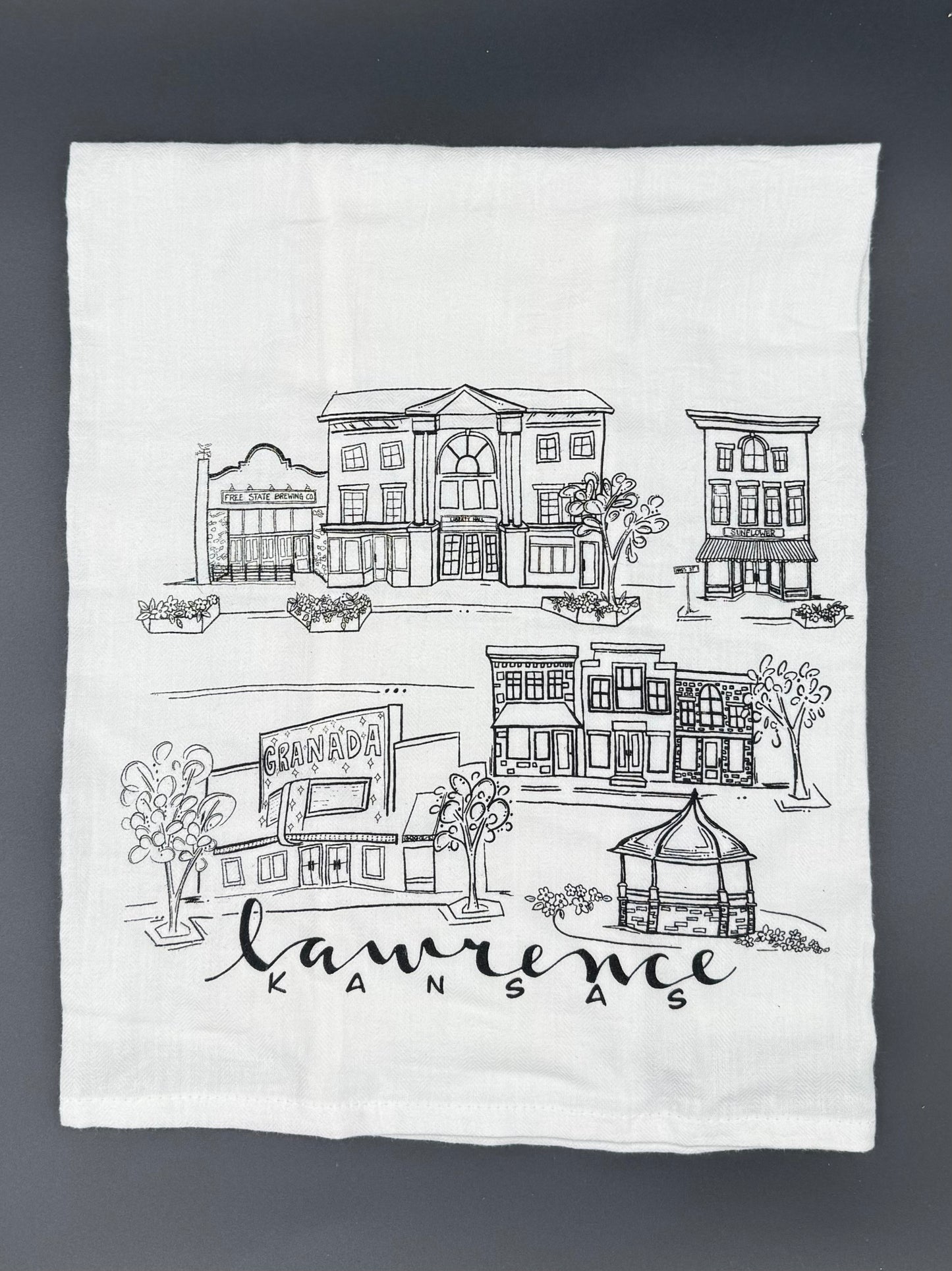 Sights of Lawrence kitchen towel