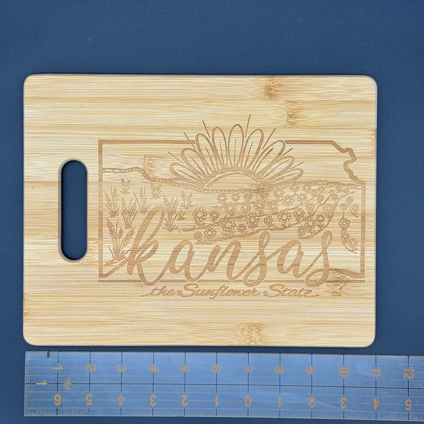 Kansas-the Sunflower State Bamboo Cutting board