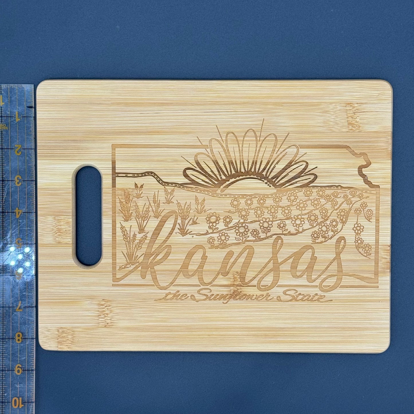 Kansas-the Sunflower State Bamboo Cutting board