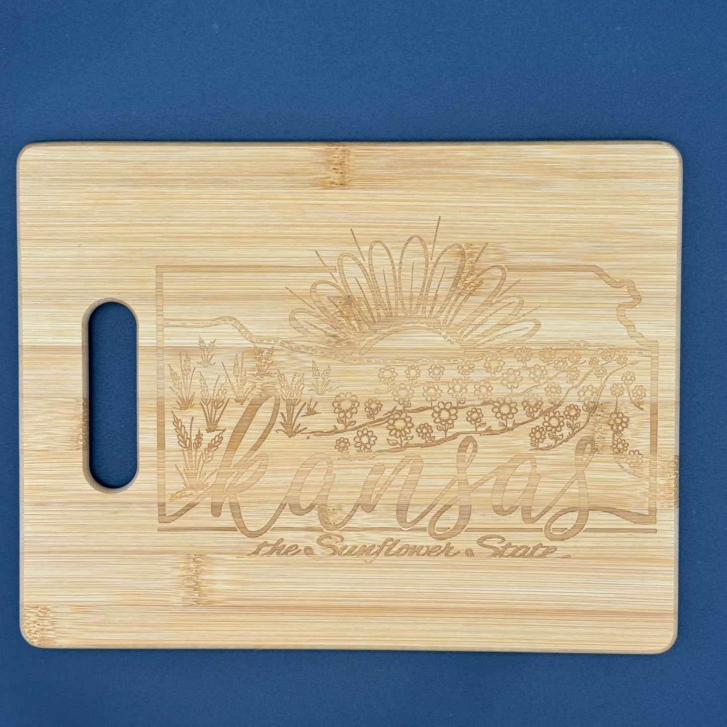 Kansas-the Sunflower State Bamboo Cutting board