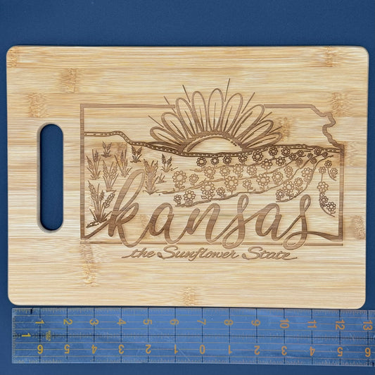 Kansas-the Sunflower State Bamboo Cutting board