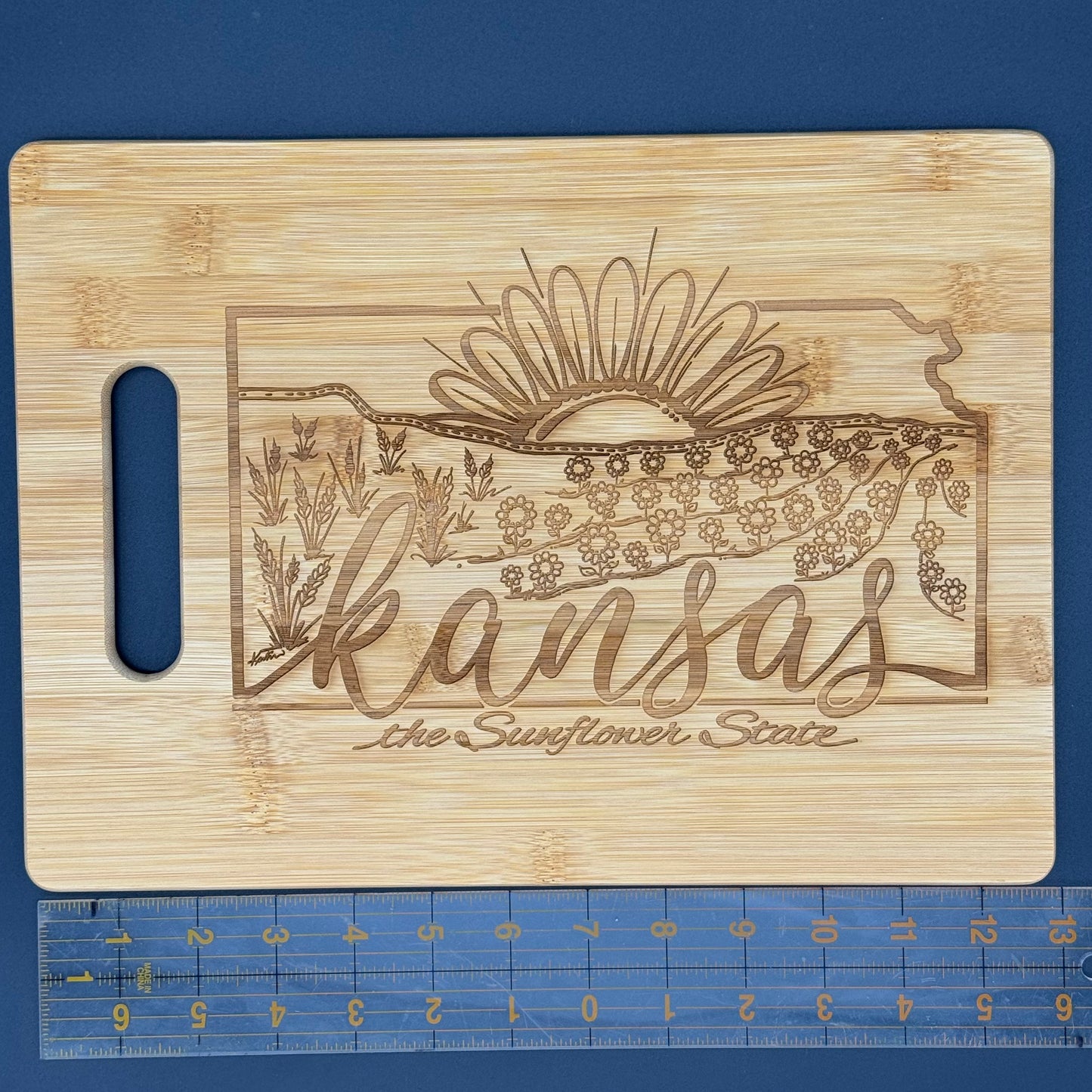 Kansas-the Sunflower State Bamboo Cutting board