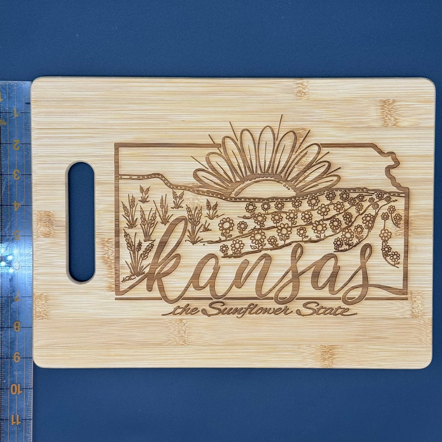 Kansas-the Sunflower State Bamboo Cutting board